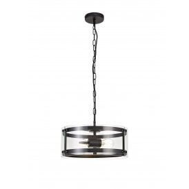 PARKER 2 Light Lantern Style Ceiling Pendant | Matt Black