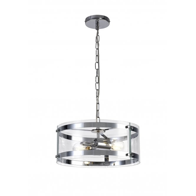 PARKER 2 Light Lantern Style Ceiling Pendant | Polished Chrome