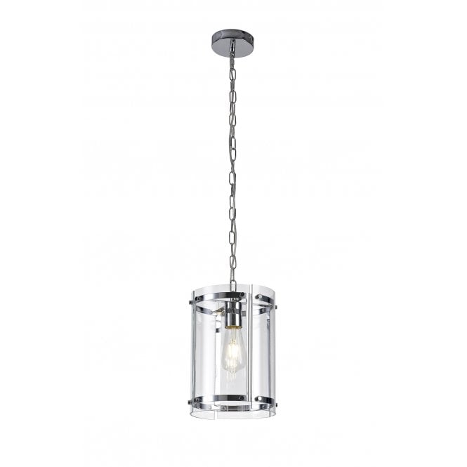 PARKER Lantern Style Ceiling Pendant | Polished Chrome