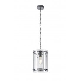 PARKER Lantern Style Ceiling Pendant | Polished Chrome