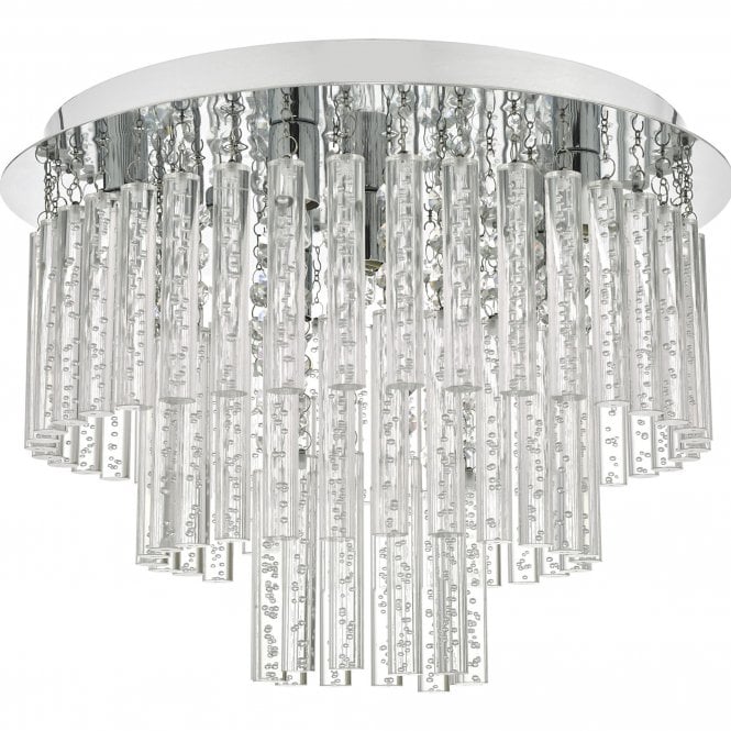 PAULITA Bubbles 5 Light Flush Bathroom Light | Polished Chrome And Clear Glass IP44