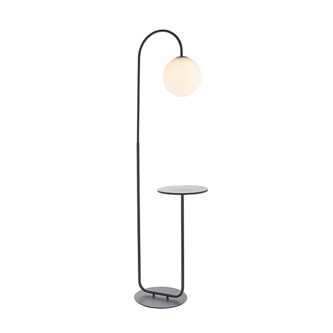 POISE Black Floor Light With Table And Opal Glass