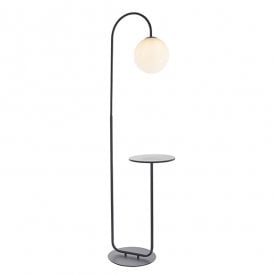 POISE Black Floor Light With Table And Opal Glass
