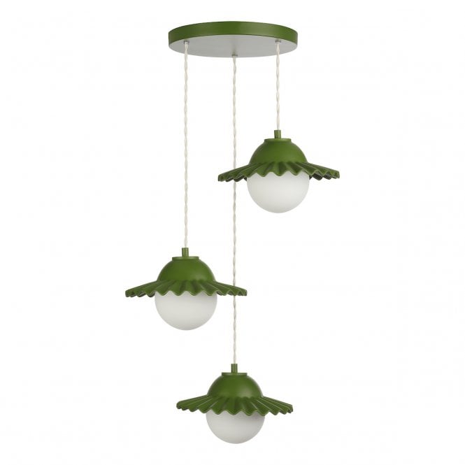 POP 3 LIGHT PENDANT JUNIPER GREEN with CREAM cable