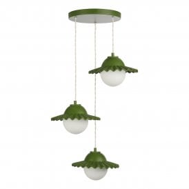Ceramic Ceiling pendant in juniper green with matching ceiling rose and opal glass shade