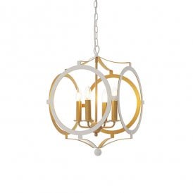 PORTHOLE White And Gold Circular Frame Pendant