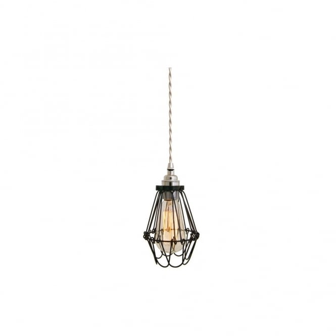 PRAIA Black Industrial Cage Pendant with Ivory Flex