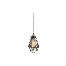 PRAIA Black Industrial Cage Pendant with Ivory Flex
