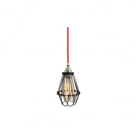 PRAIA Black Industrial Cage Pendant with Red Flex