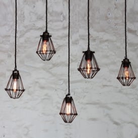 PRAIA Cage Pendant Light Cluster in Powder Coated Bronze