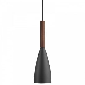 PURE contemporary ceiling pendant - matt black & wood