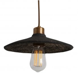 PYRUS Ceramic Pendant Light in Black Clay and Antique Brass