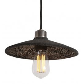 PYRUS Ceramic Pendant Light in Black Clay and Antique Silver