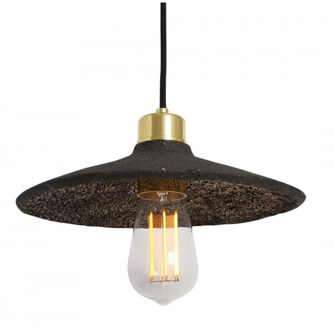 PYRUS Ceramic Pendant Light in Black Clay and Polished Brass