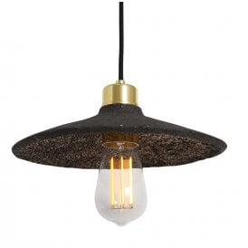 PYRUS Ceramic Pendant Light in Black Clay and Polished Brass
