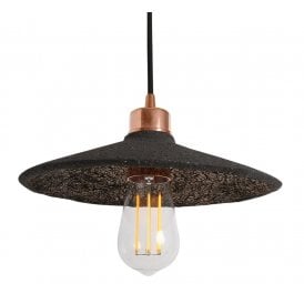 PYRUS Ceramic Pendant Light in Black Clay and Polished Copper