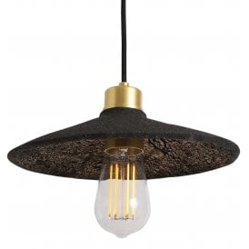 PYRUS Ceramic Pendant Light in Black Clay and Satin Brass