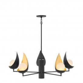 REN 5 Light Chandelier in Black/Gold