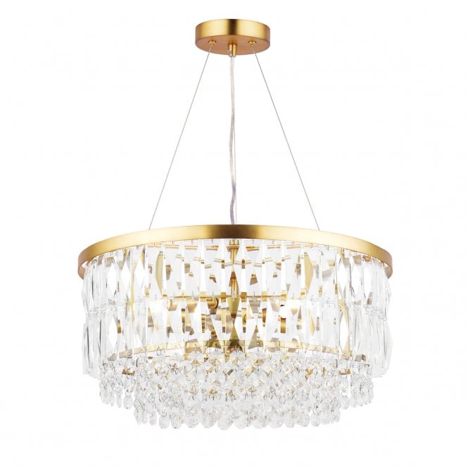 RHOSILL 4 Light Pendant Glass & Antique Brass