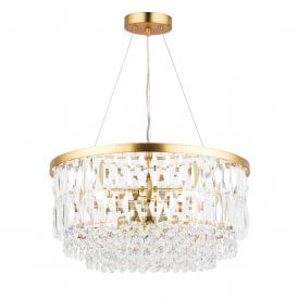 4 Light Antique Brass Ceiling Pendant Glass Crystal Metal Ceiling Light