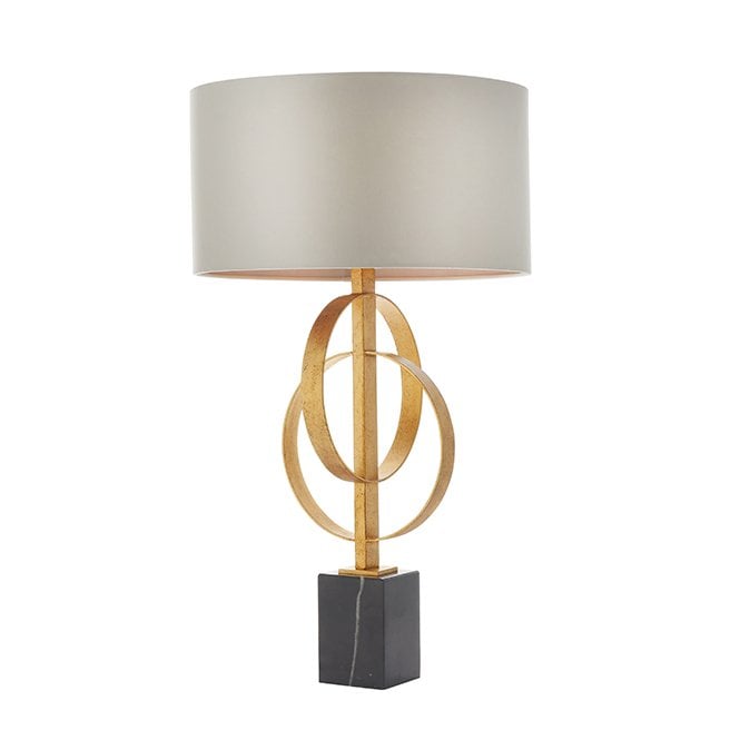 RIDLEY Double Hoop Gold Leaf Table Light With Mink Shade