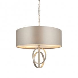RIDLEY Double Hoop Silver Leaf Pendant Light With Large Mink Shade