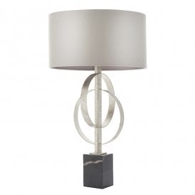 RIDLEY Double Hoop Silver Leaf Table Light With Mink Shade