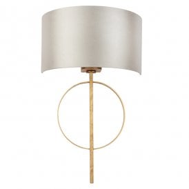 RIDLEY Hoop Gold Leaf Wall Light With Mink Shade