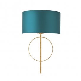 RIDLEY Hoop Gold Leaf Wall Light With Teal Shade