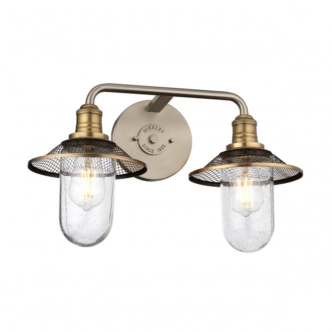 RIGBY 2 Light Wall Light in Antique Nickel IP44 Bathroom Safe