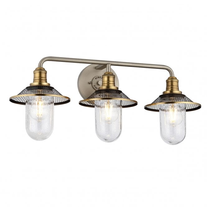 RIGBY 3 Light Wall Light in Antique Nickel IP44 Bathroom Safe