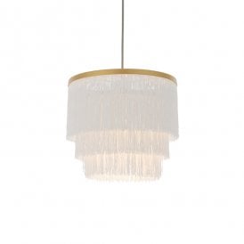 RUFFLE Gold With White Fringe Medium Pendant