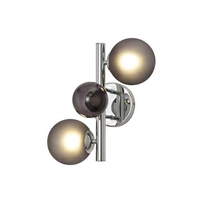 RYLEE 2 Light Bubble Smoke Glass Wall Light | Polished Chrome