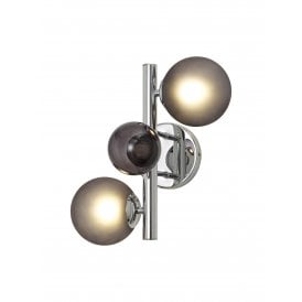 RYLEE 2 Light Bubble Smoke Glass Wall Light | Polished Chrome