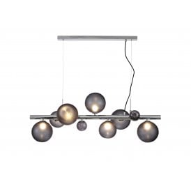 RYLEE 7 Light Ceiling Pendant | Smoke Glass & Polished Chrome
