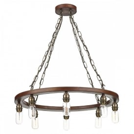SADDLER CARTWHEEL 8 Light Ceiling Pendant | Replica Leather