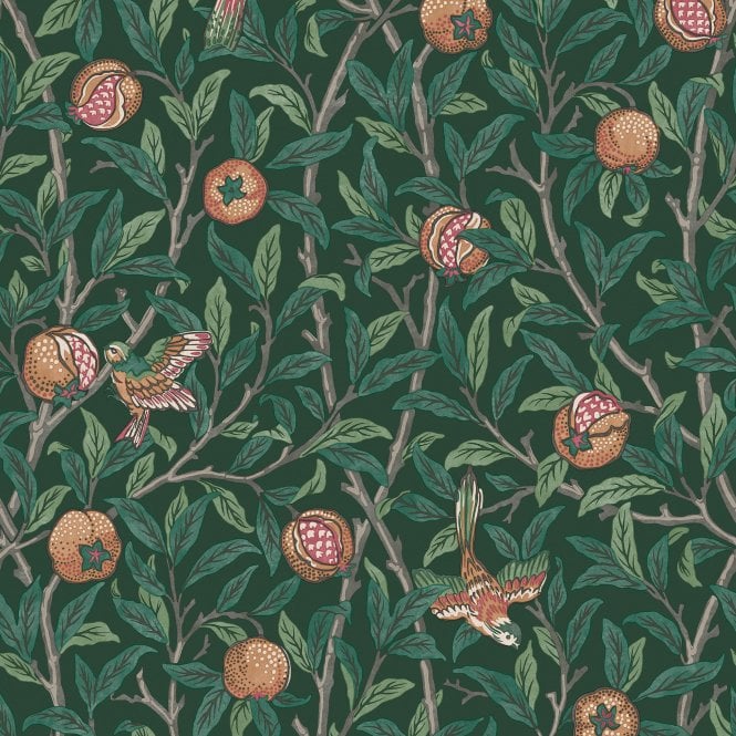 SAMPLE - Bird & Pomegranate Deep Green Green Wallpaper