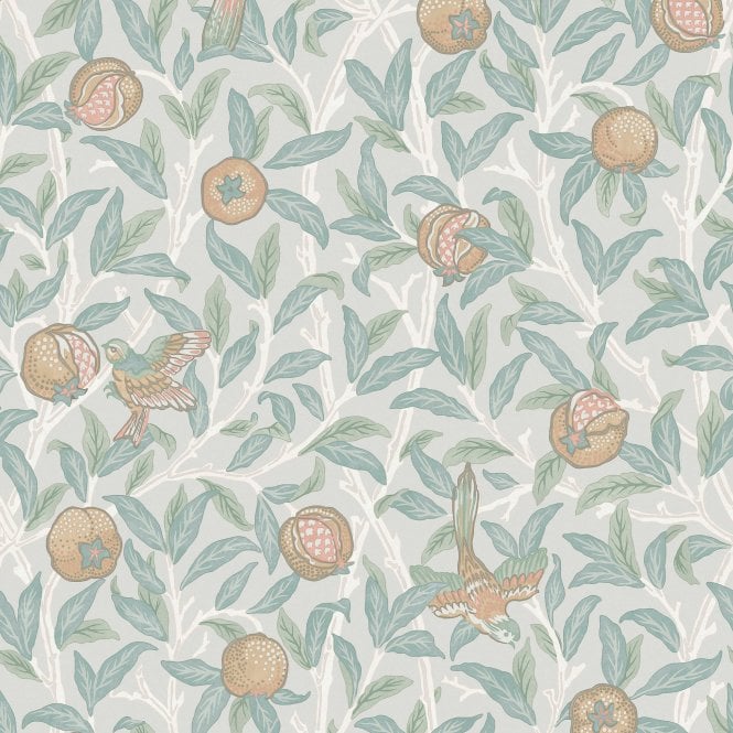 SAMPLE - Bird & Pomegranate Duck Egg Duck Egg Wallpaper