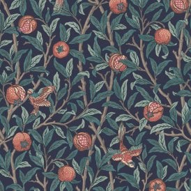 SAMPLE - Bird & Pomegranate Navy Blue Blue Wallpaper