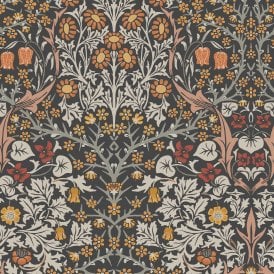 SAMPLE - Blackthorn Charcoal & Burnt Orange  Grey Wallpaper