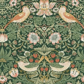 SAMPLE - Strawberry Thief Fibrous Sage Green Wallpaper