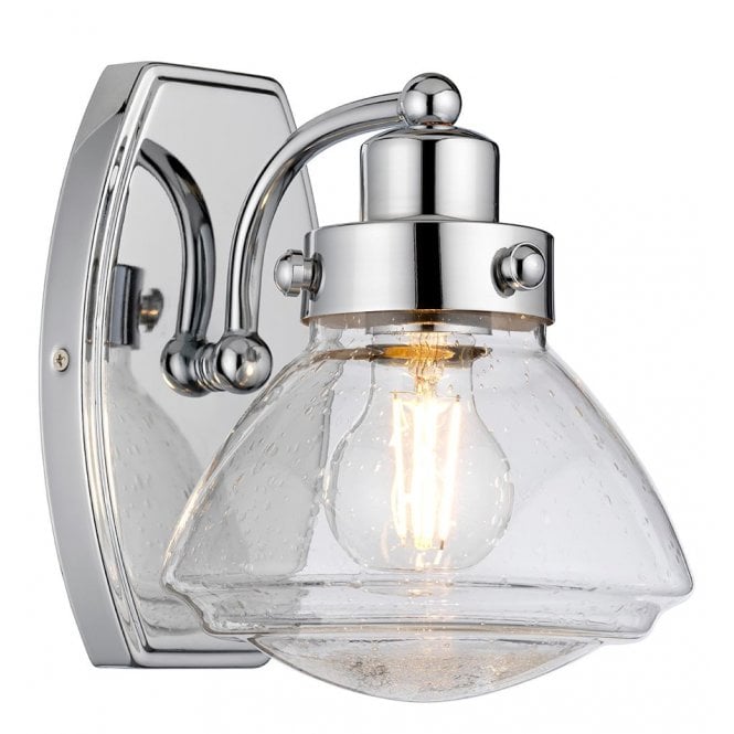 SCHOLAR 1 Light Wall Light in Polished Chrome IP44 Bathroom Safe