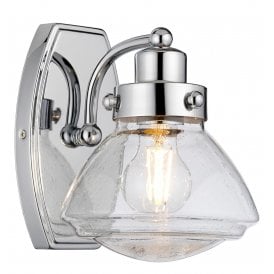 SCHOLAR 1 Light Wall Light in Polished Chrome IP44 Bathroom Safe