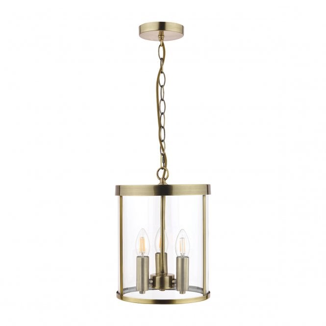 SELBOURNE 3 Light Antique Brass Lantern Ceiling Light