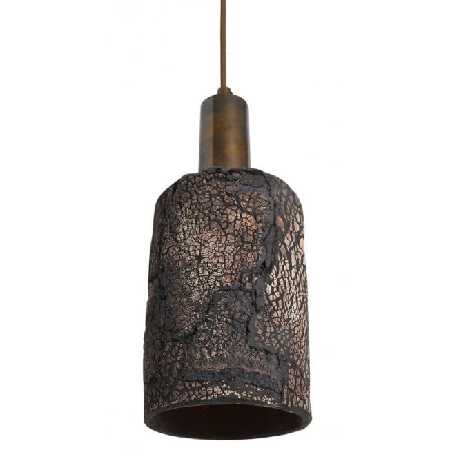 SENNA Ceramic Pendant Light in Black Earth and Antique Brass