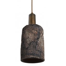 SENNA Ceramic Pendant Light in Black Earth and Antique Brass