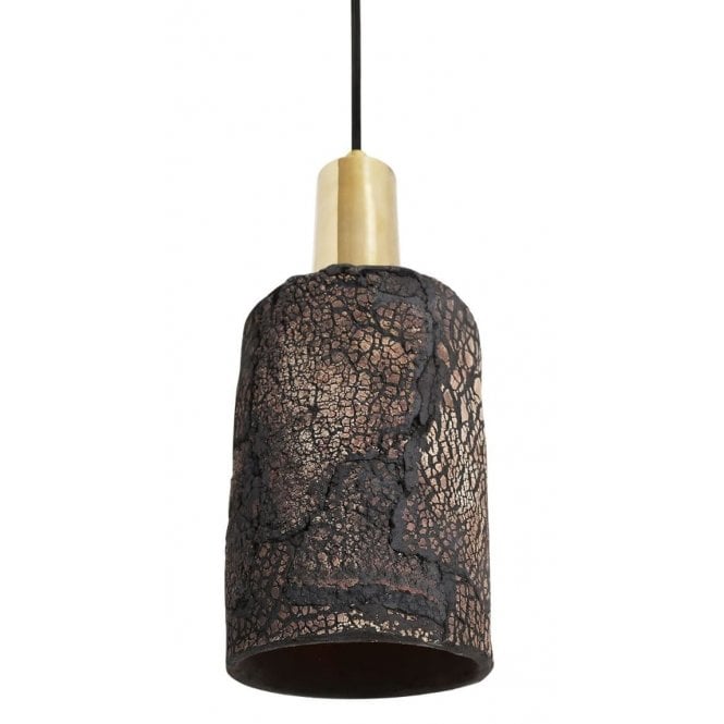 SENNA Ceramic Pendant Light in Black Earth and Polished Brass