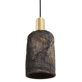 SENNA Ceramic Pendant Light in Black Earth and Polished Brass