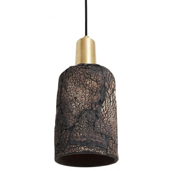 SENNA Ceramic Pendant Light in Black Earth and Satin Brass