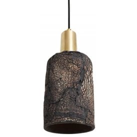 SENNA Ceramic Pendant Light in Black Earth and Satin Brass
